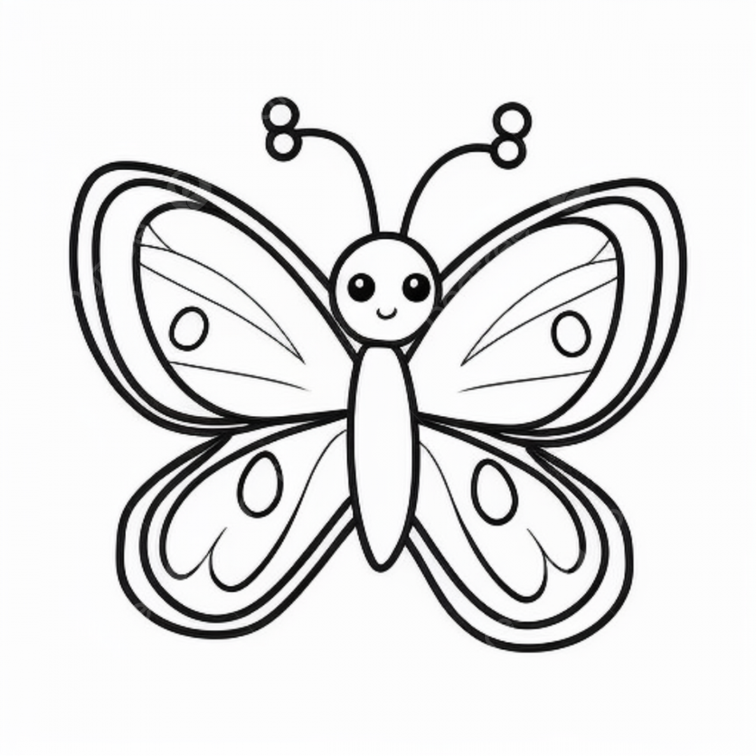 Drawing A Butterfly Coloring Pages, Basic Simple Cute Cartoon