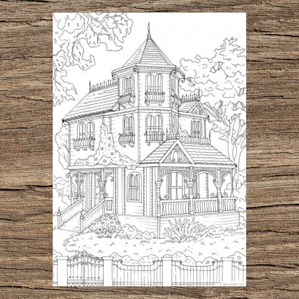 Dream House Printable Adult Coloring Page From Favoreads - Etsy