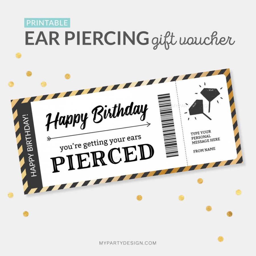 Ear Piercing Voucher Template, Printable File - My Party Design