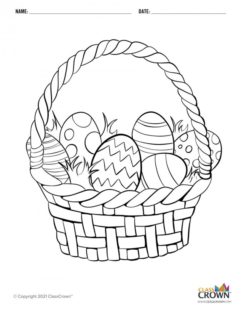 Easter Basket Coloring Page  Basket drawing, Coloring pages