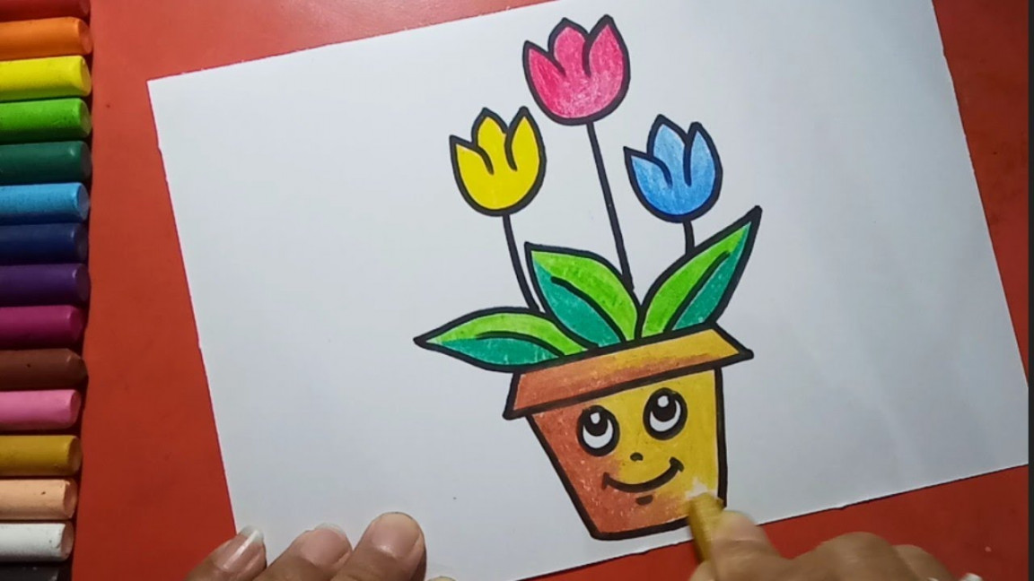 Easy and simple Flower Pot drawing