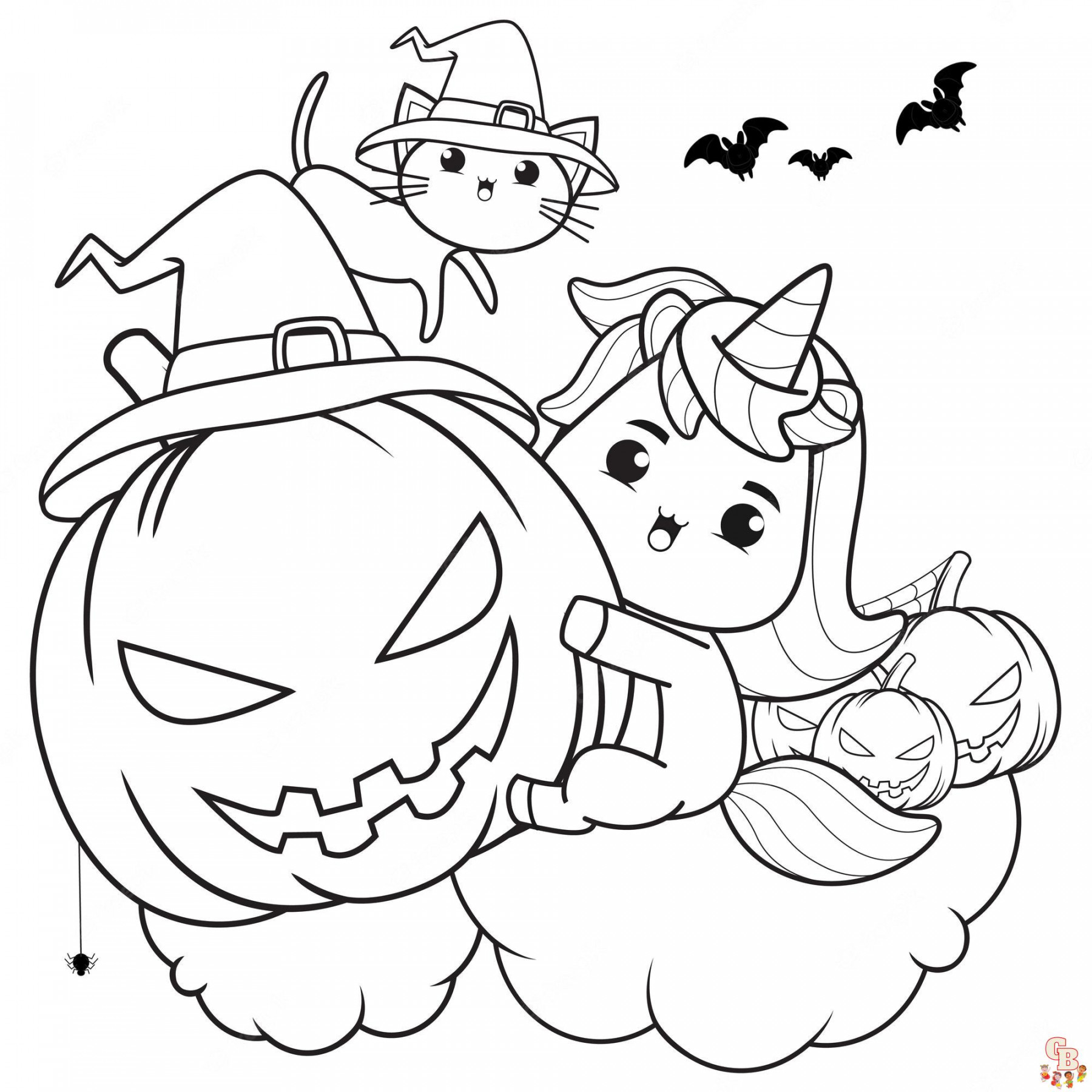 Easy Cute Halloween Coloring Pages - Printable and Free Coloring