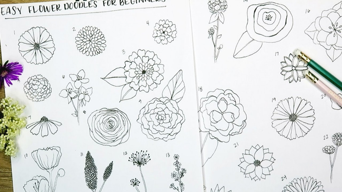 Easy Flower Doodles for Beginners  How to Draw Simple Flowers