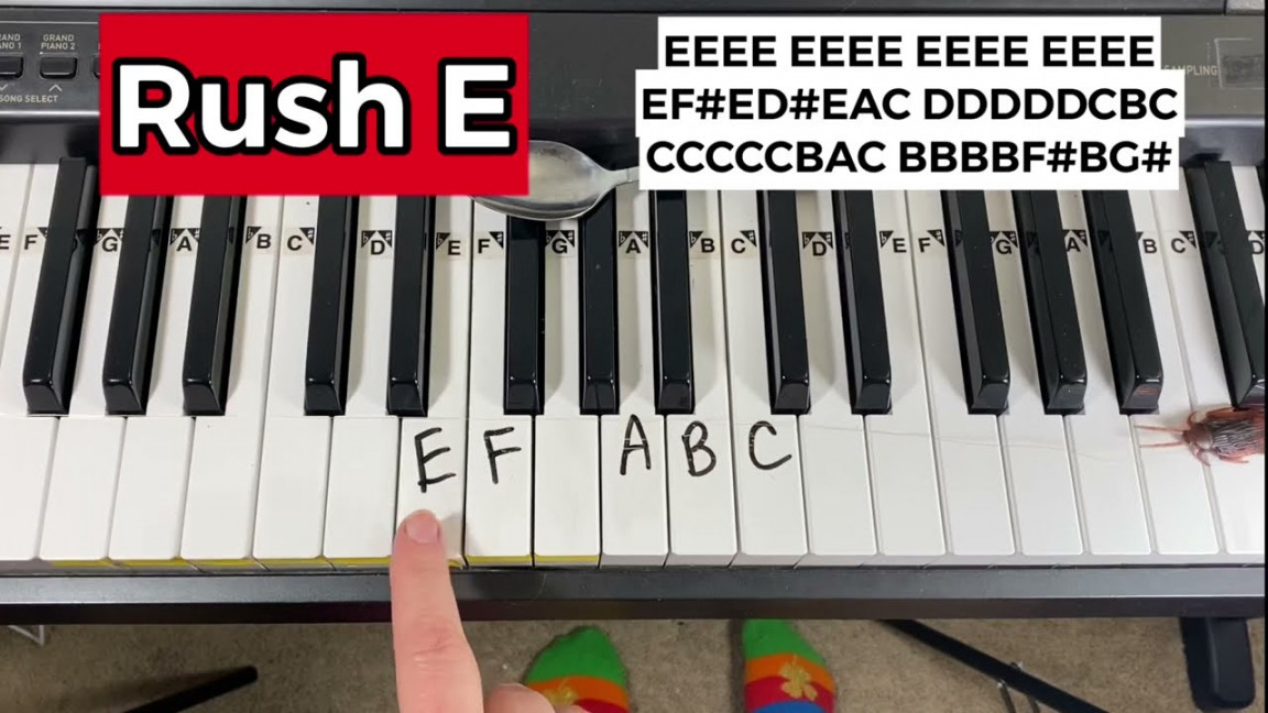 EASY Rush E Piano Tutorial With Letters 😳😳😳