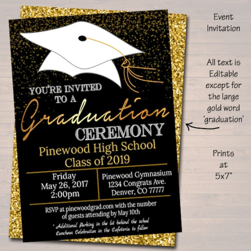 EDITABLE Graduation Ceremony Set Party Invitation High - Etsy