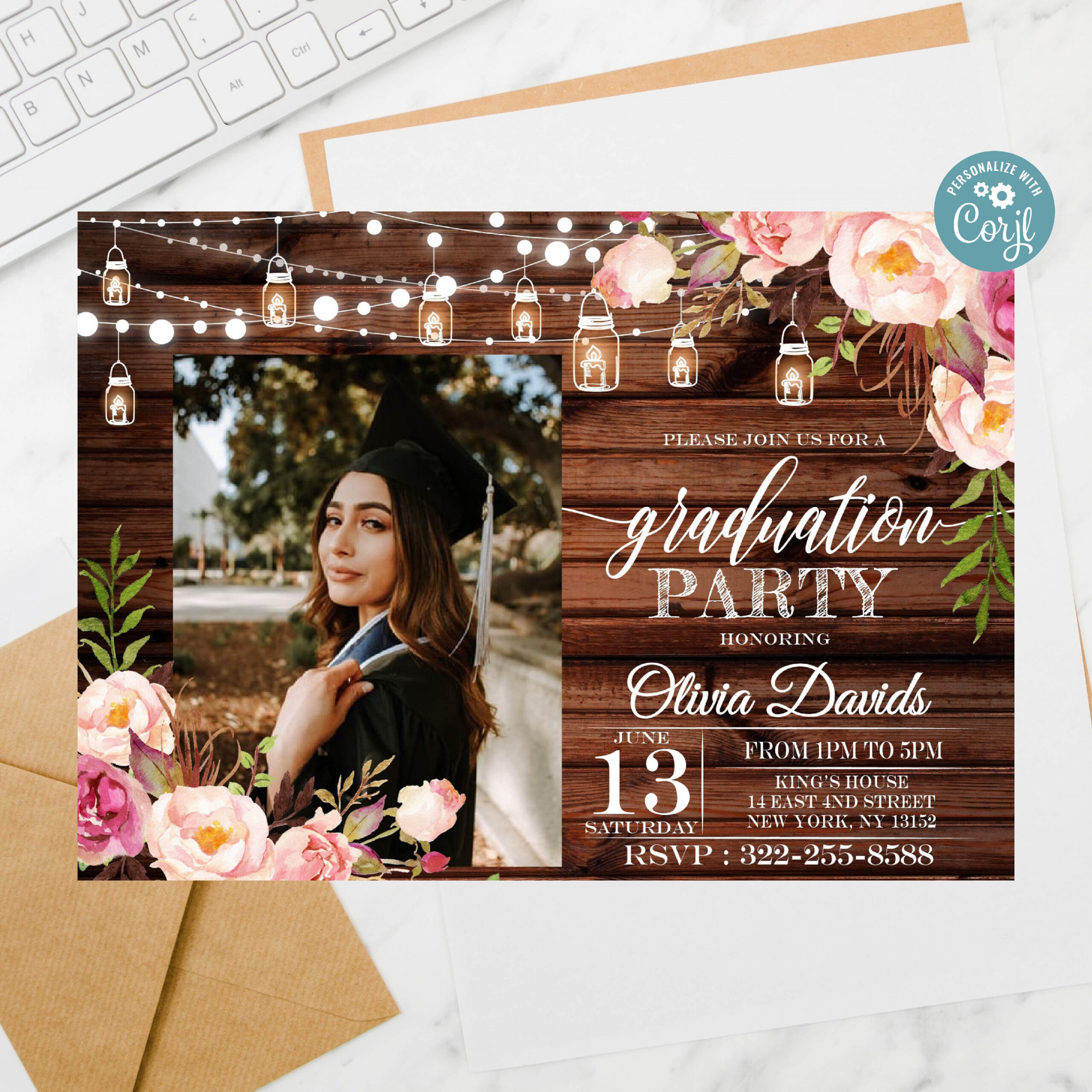 Editable High School Graduationrustic Graduation Photo Party