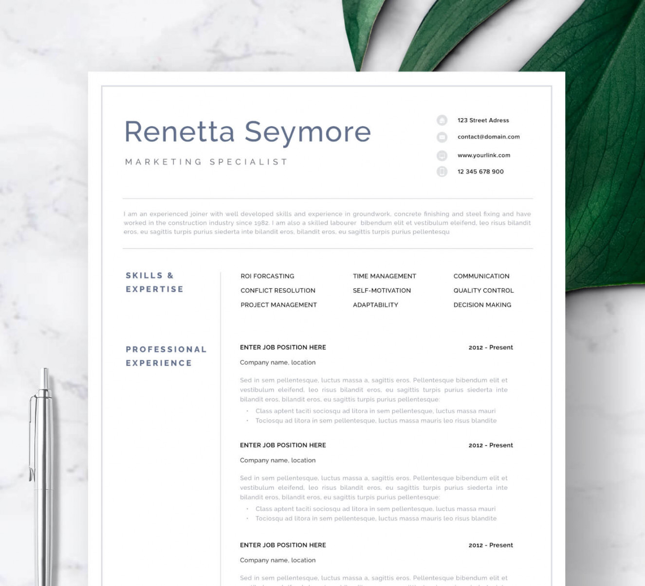 Elegant CV template "Geneva" - Resume Angels