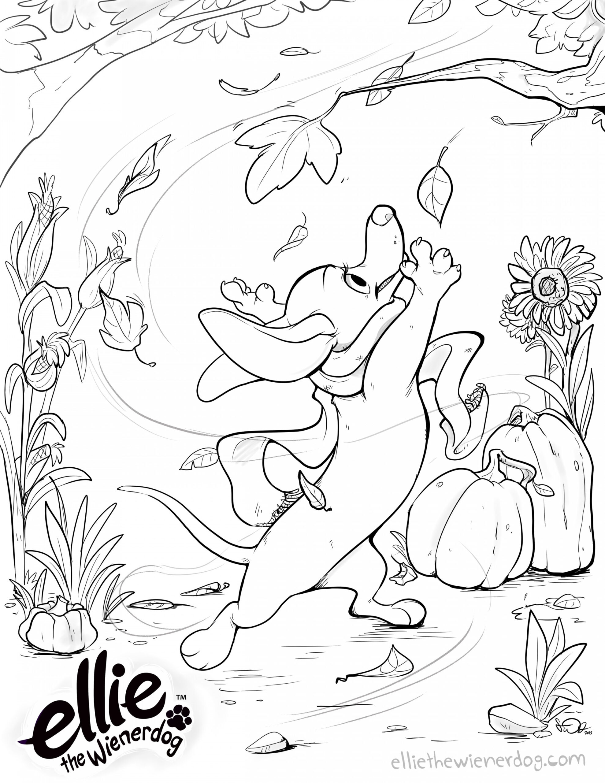 Ellie the Wienerdog Fall Fiesta Coloring Page – Ellie The Wienerdog