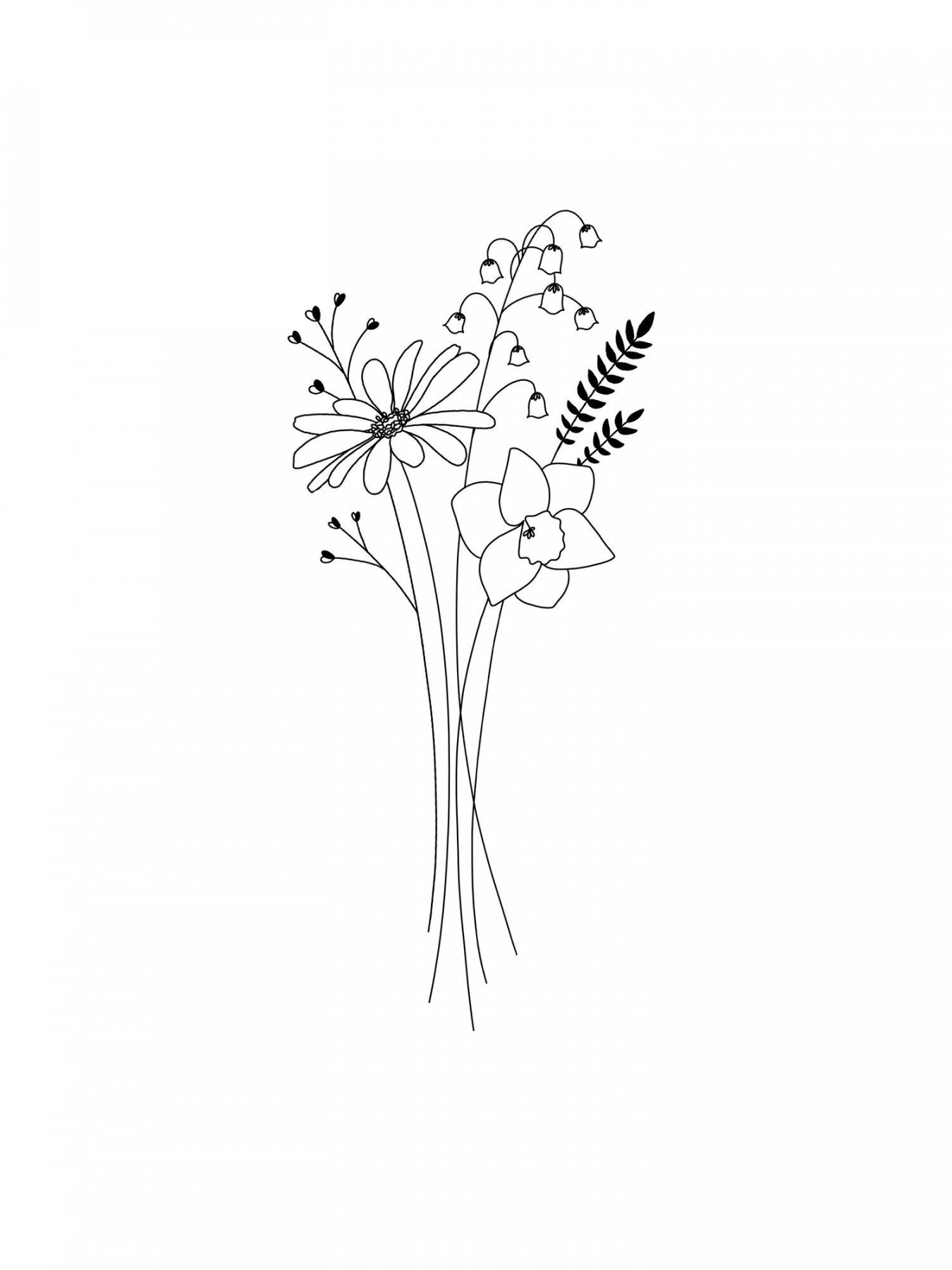 Emily Anne Art Studio  Flower line drawings, Wildflower tattoo