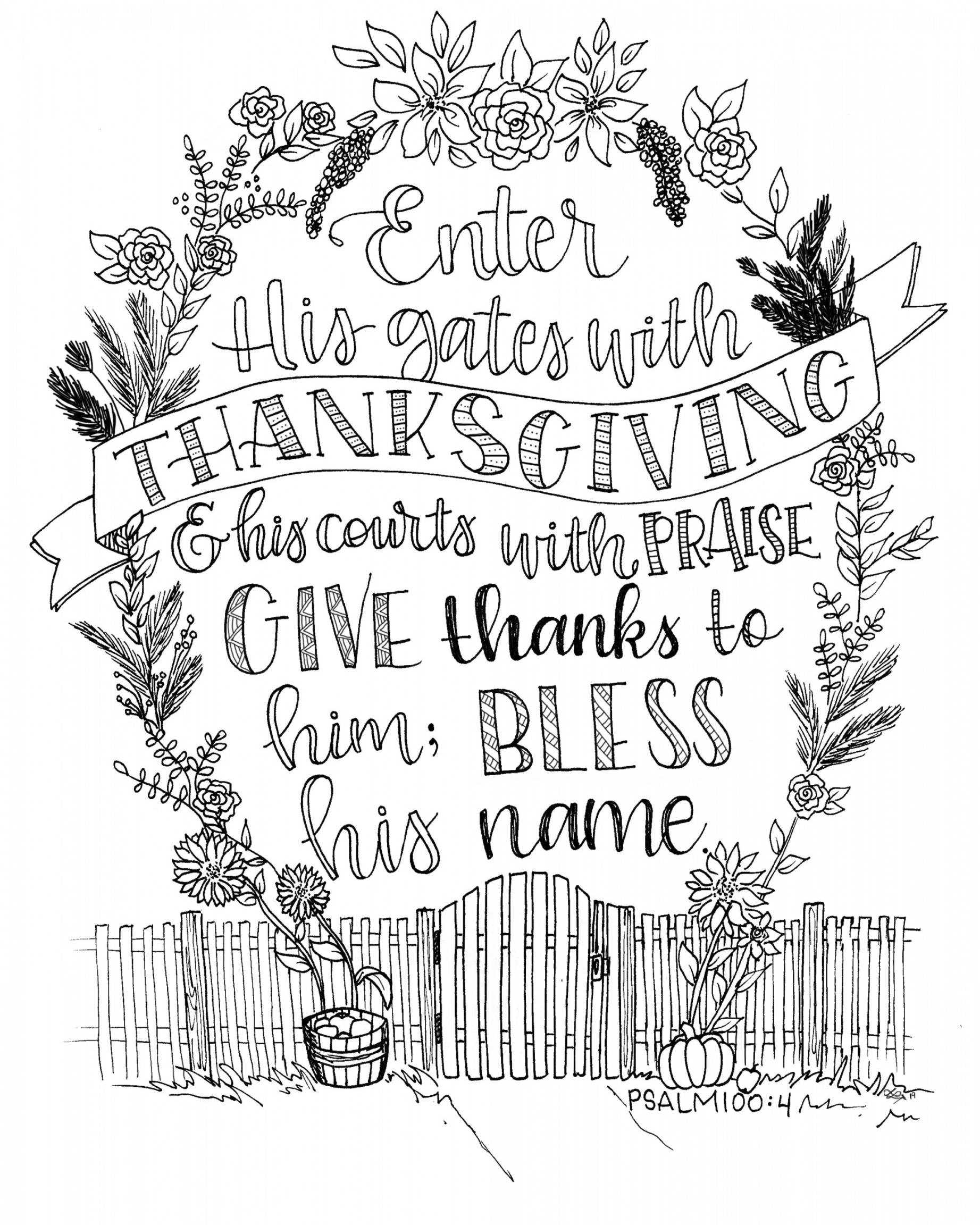 Enter His Gates with Thanksgiving - Psalm : Coloring Page - Lutheran  Homeschool