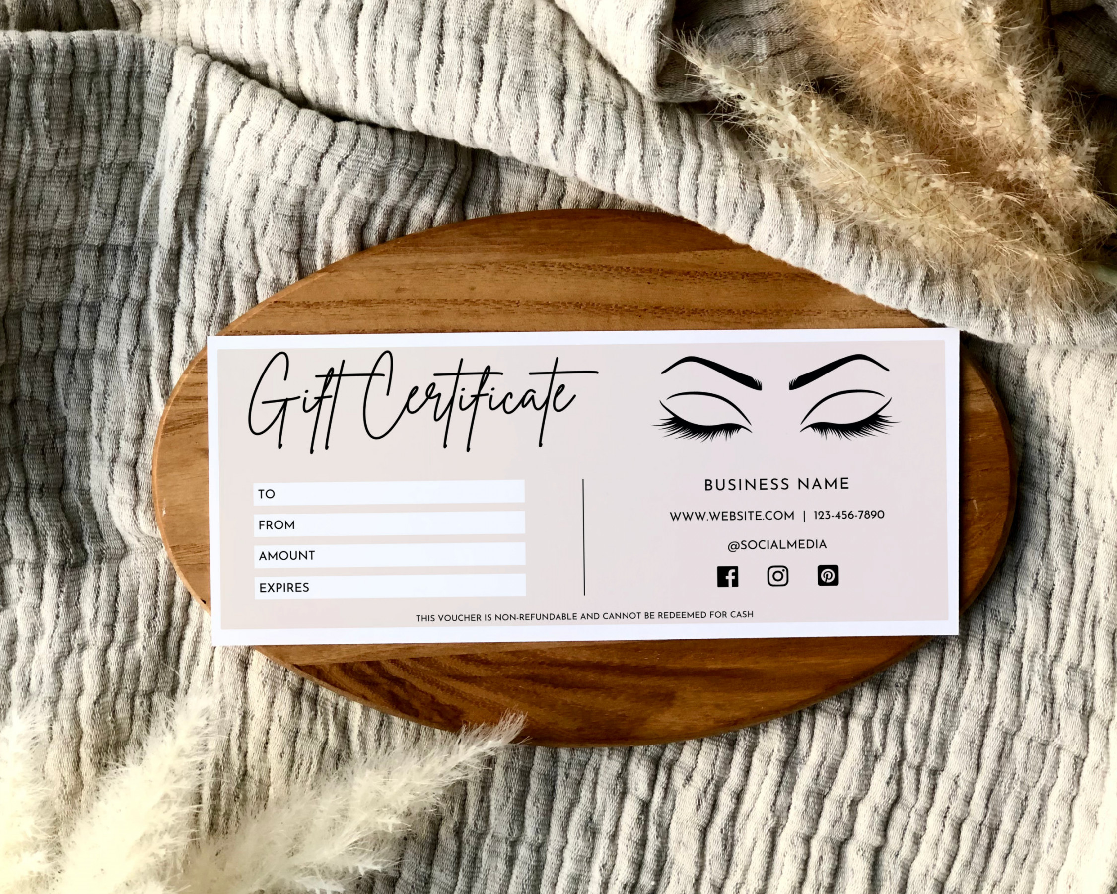 Eyelash Gift Certificate Template Printable Boho Gift Card - Etsy