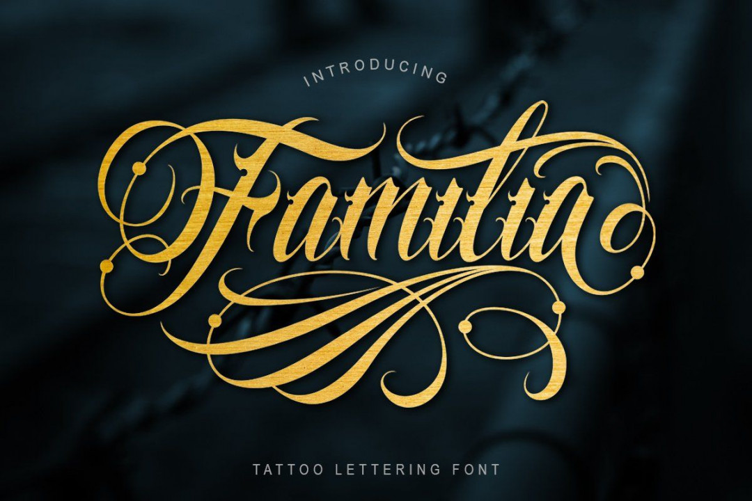 Familia Tattoo Lettering Font  Tattoo lettering fonts, Tattoo