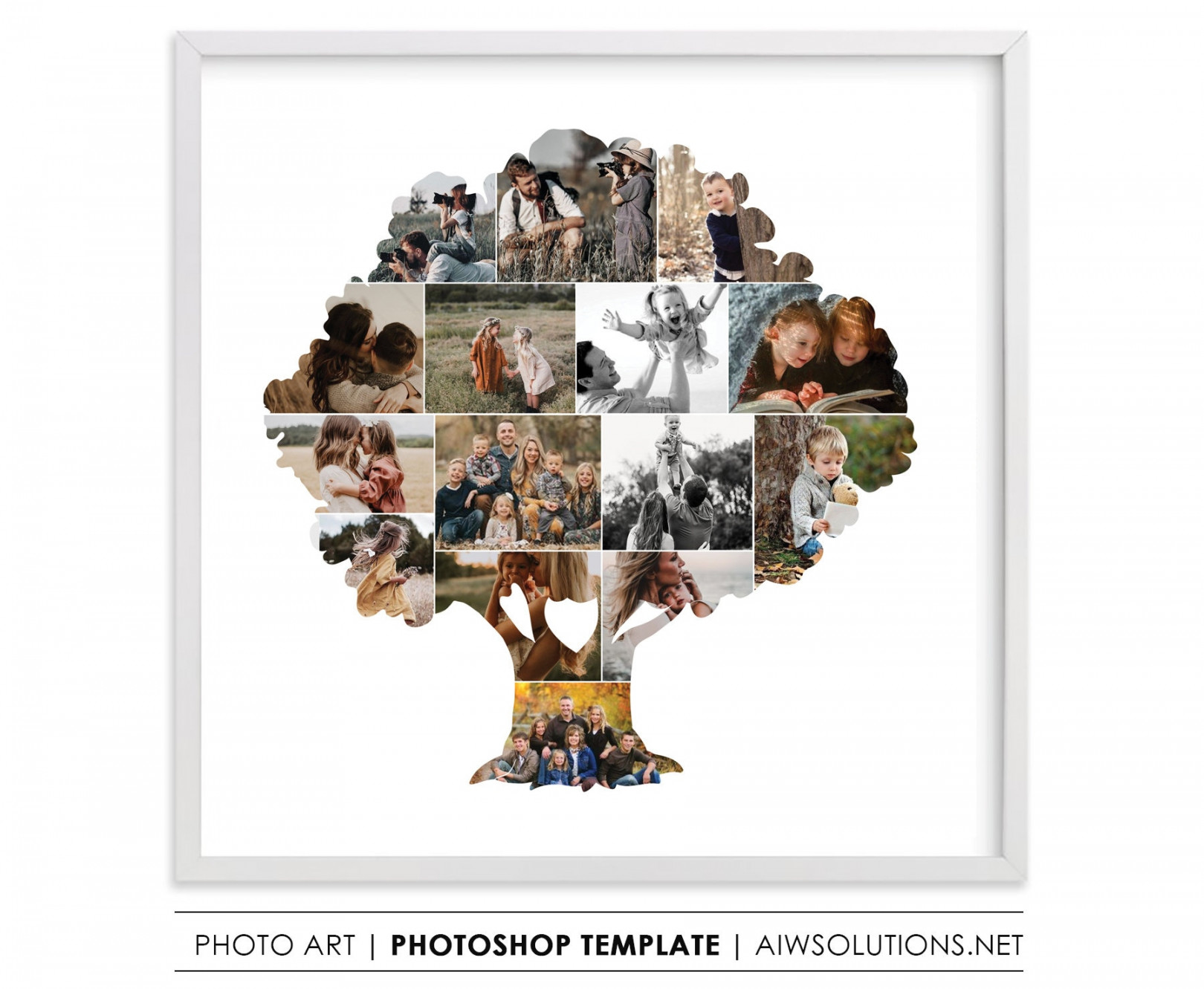 Family Tree Photo Collage Template,modern Genealogy Photo Frame