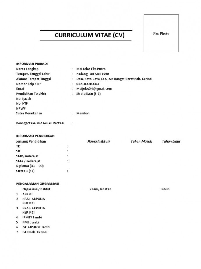 Format CV  PDF