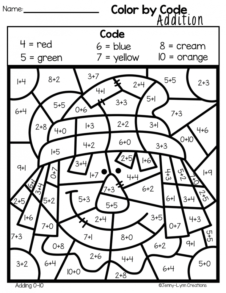 Free! Color By Code Fall Addition  Sight word coloring, Fall math