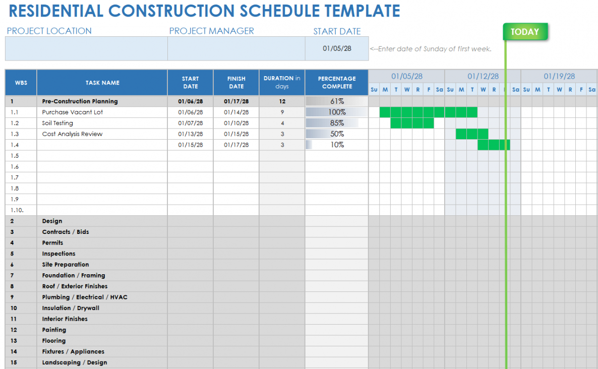 Free Construction Schedule Templates  Smartsheet