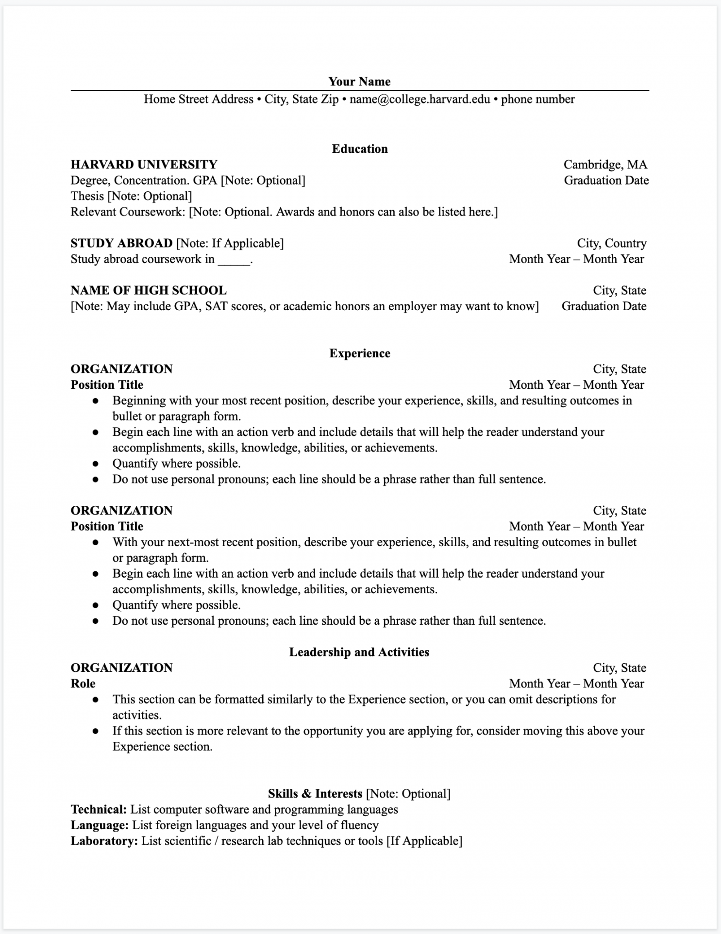 free CV templates used by Harvard and McKinsey + tips for Danish