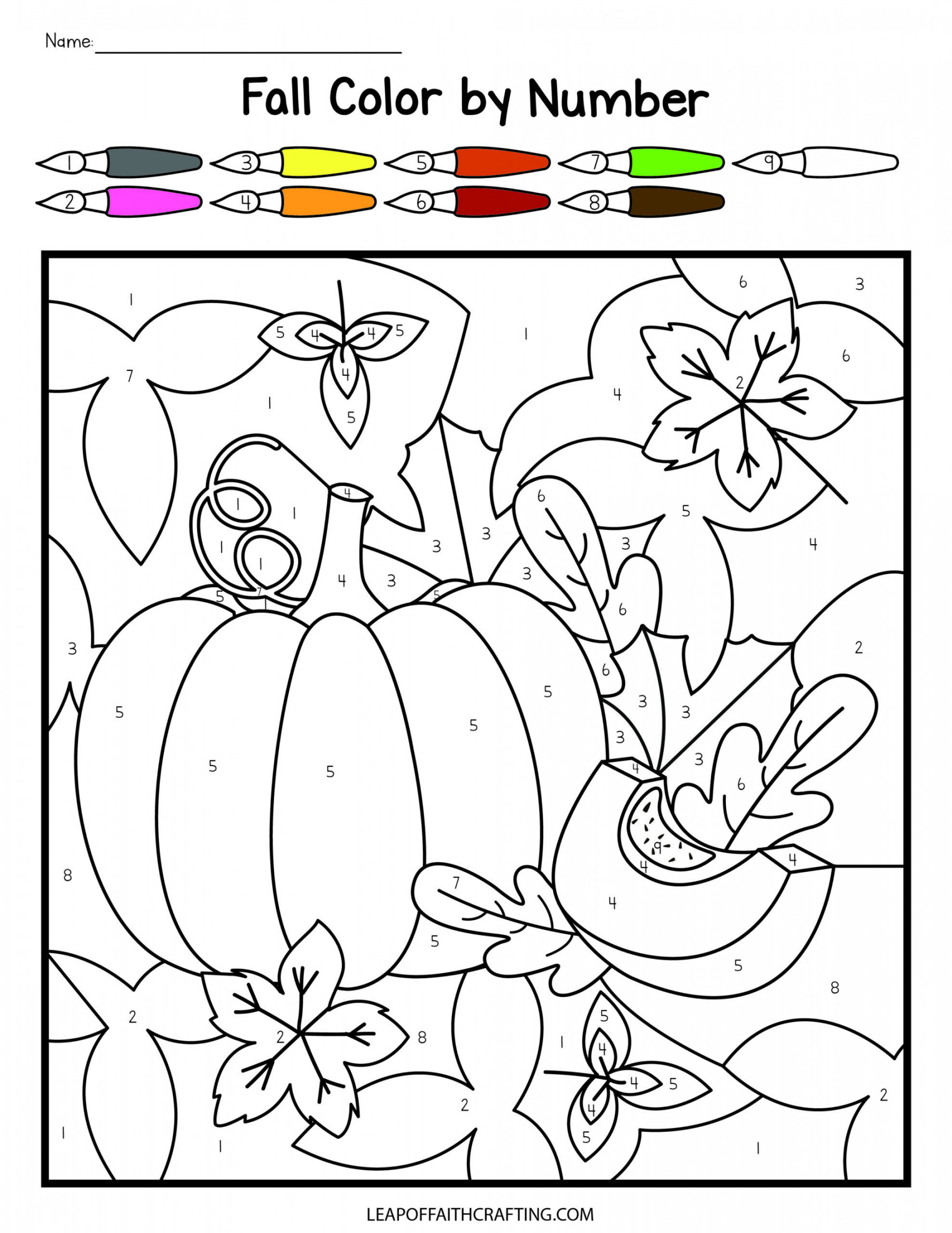 FREE Fall Color By Number Printables ( Sheets!)  Fall coloring