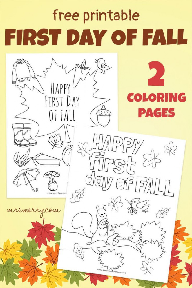 Free First Day of Fall Coloring Pages Printable  Mrs