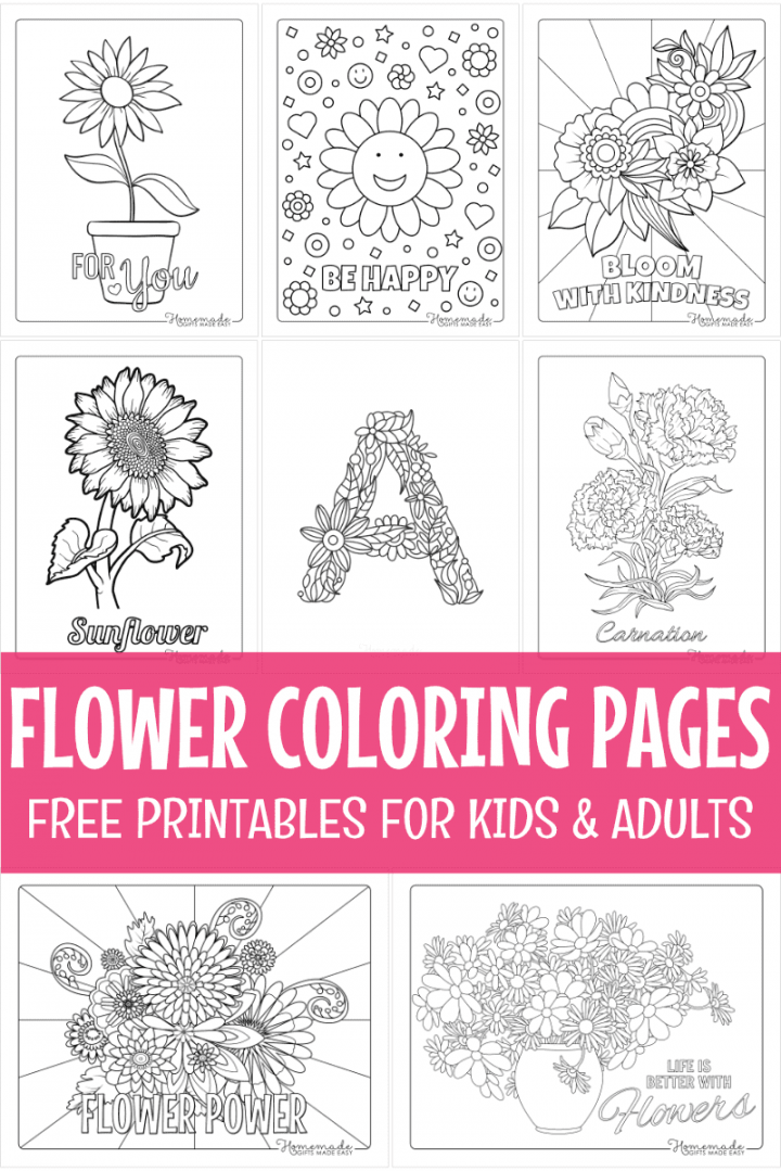 Free Flower Coloring Pages for Kids & Adults