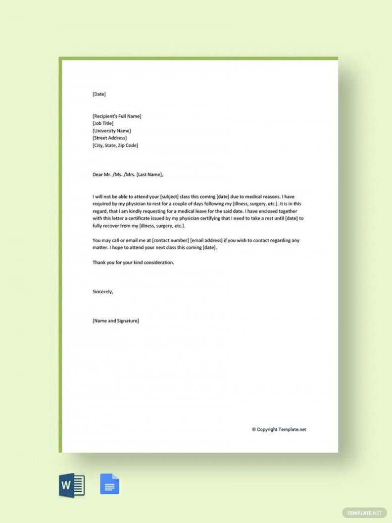 FREE Medical Leave Letter Template - Download in Word, Google Docs