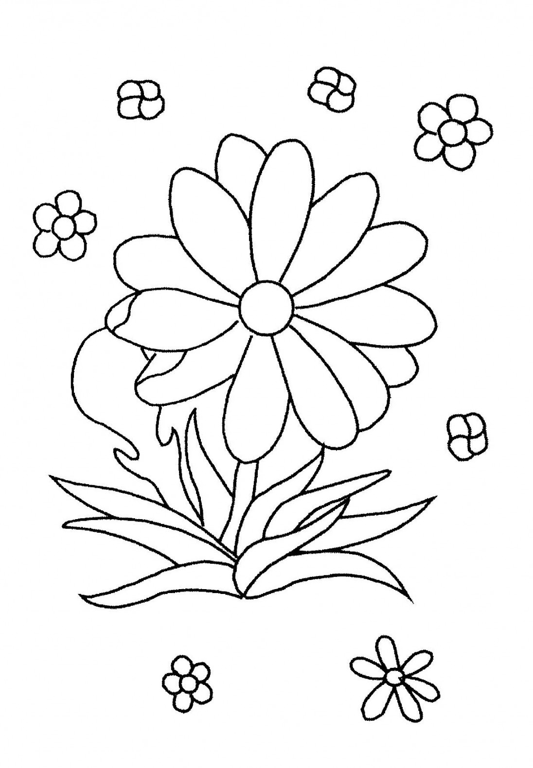 Free printable flower coloring pages - Flowers Kids Coloring Pages