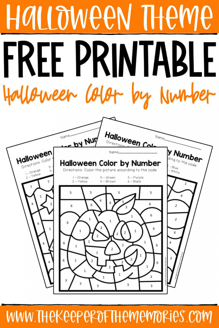 Free Printable Halloween Color by Number - The Keeper of the Memories