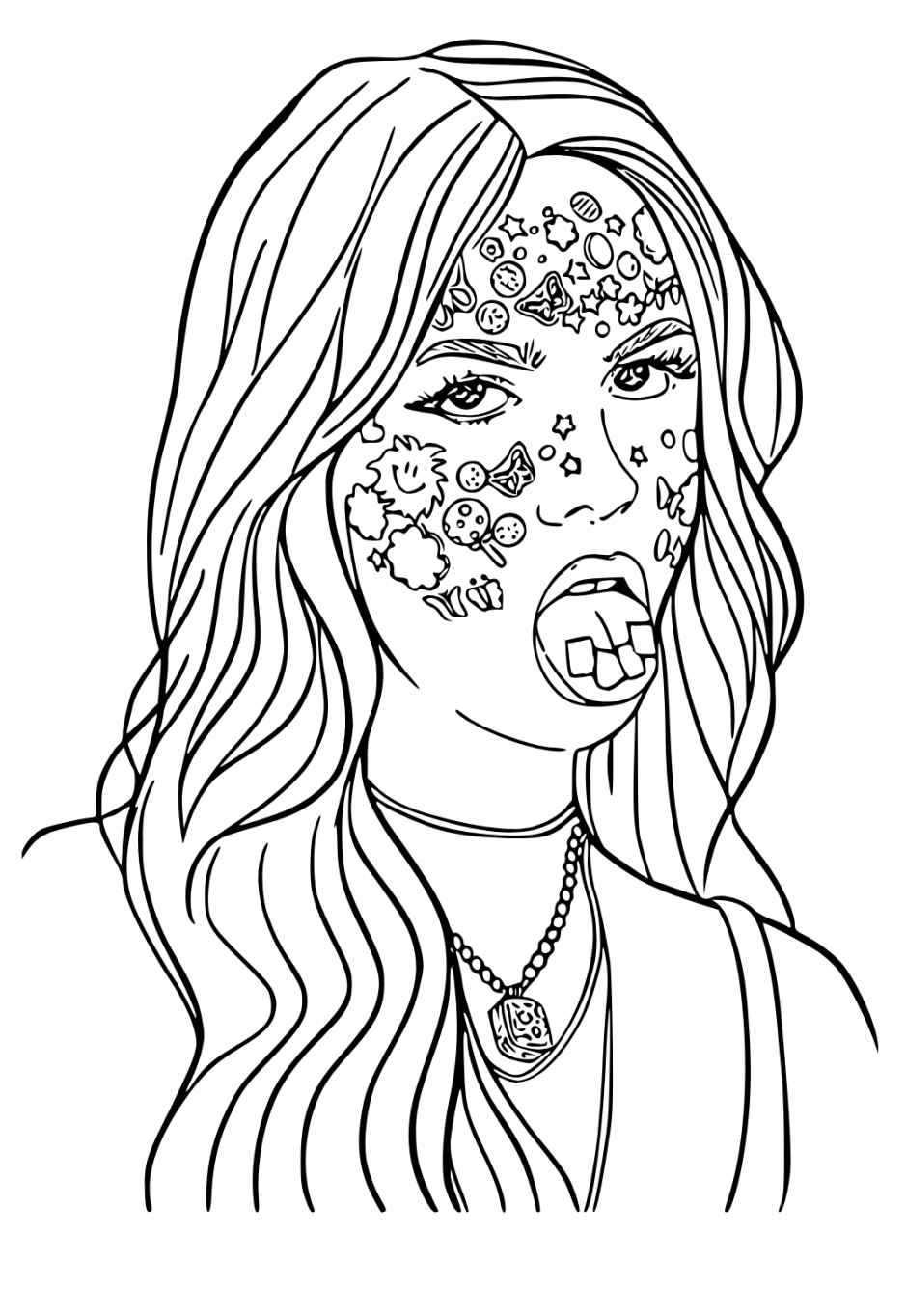 Free Printable Indie Stickers Coloring Page for Adults and Kids