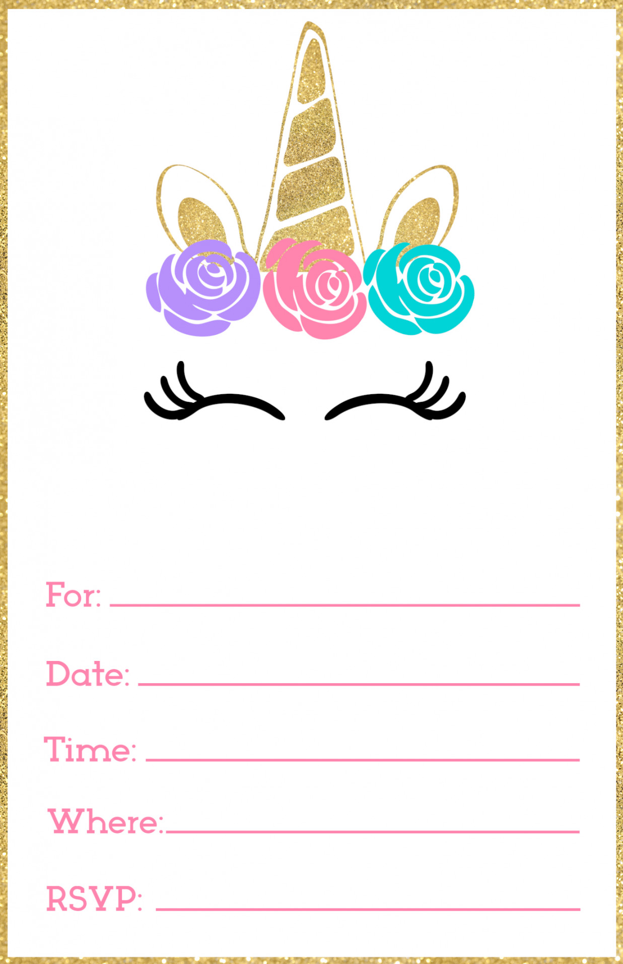 Free Printable Unicorn Invitations Template - Paper Trail Design