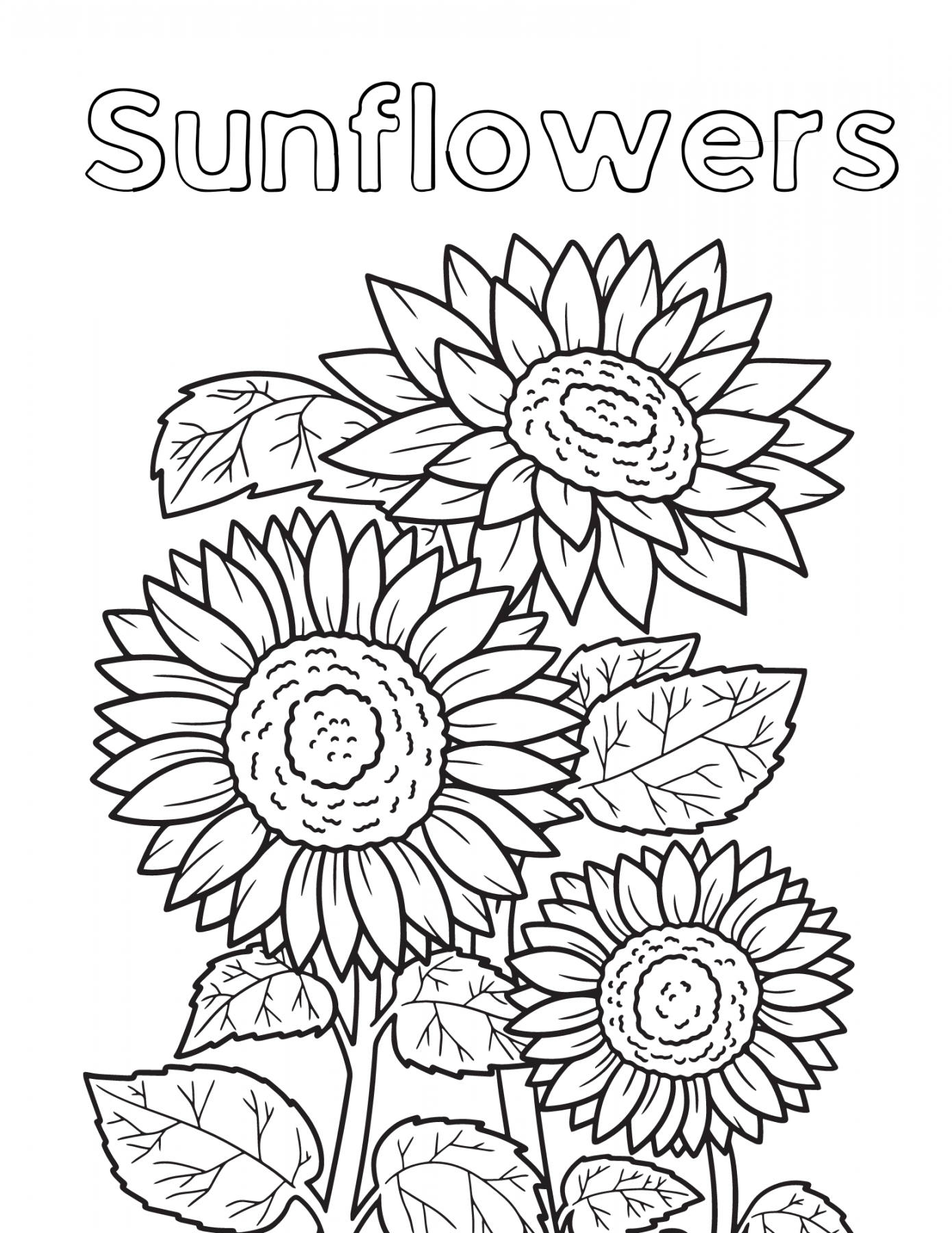 Free Sunflower Coloring Pages for Adults and Kids