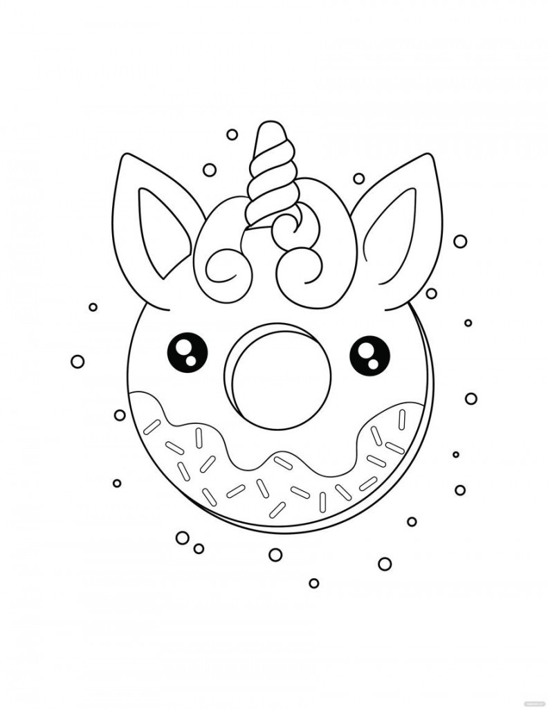 Free Unicorn Donut Coloring Page - Download in PDF, Illustrator