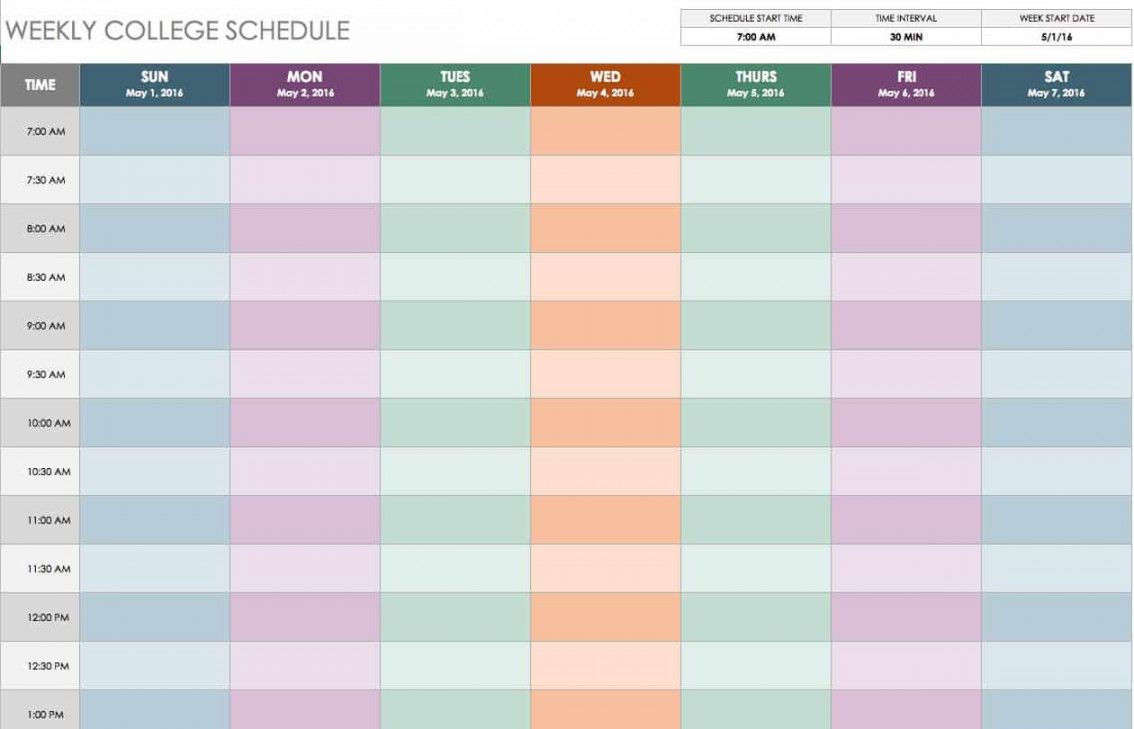 Free Weekly Schedule Templates For Excel - Smartsheet