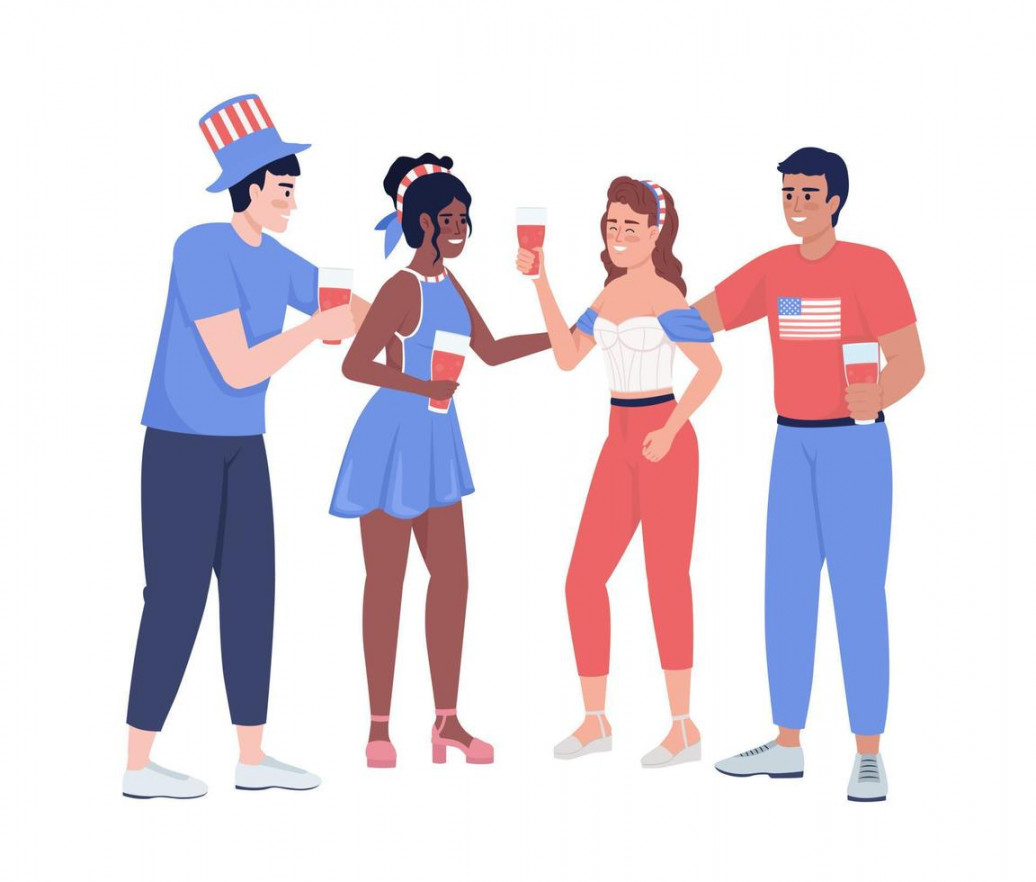 Friends celebrating Independence Day semi flat color vector