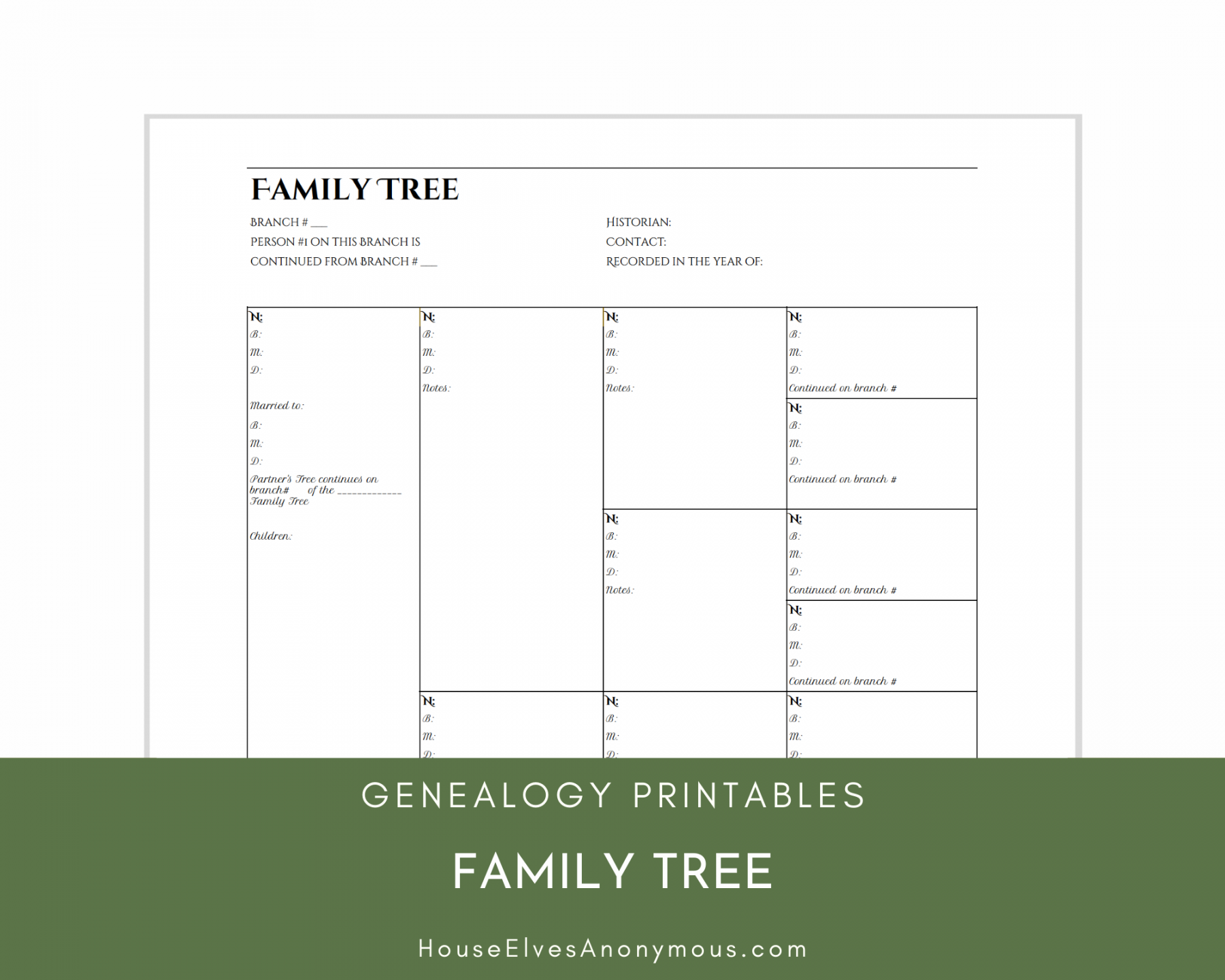 Generation Family Tree Chart BLACK - House Elves Anonymous