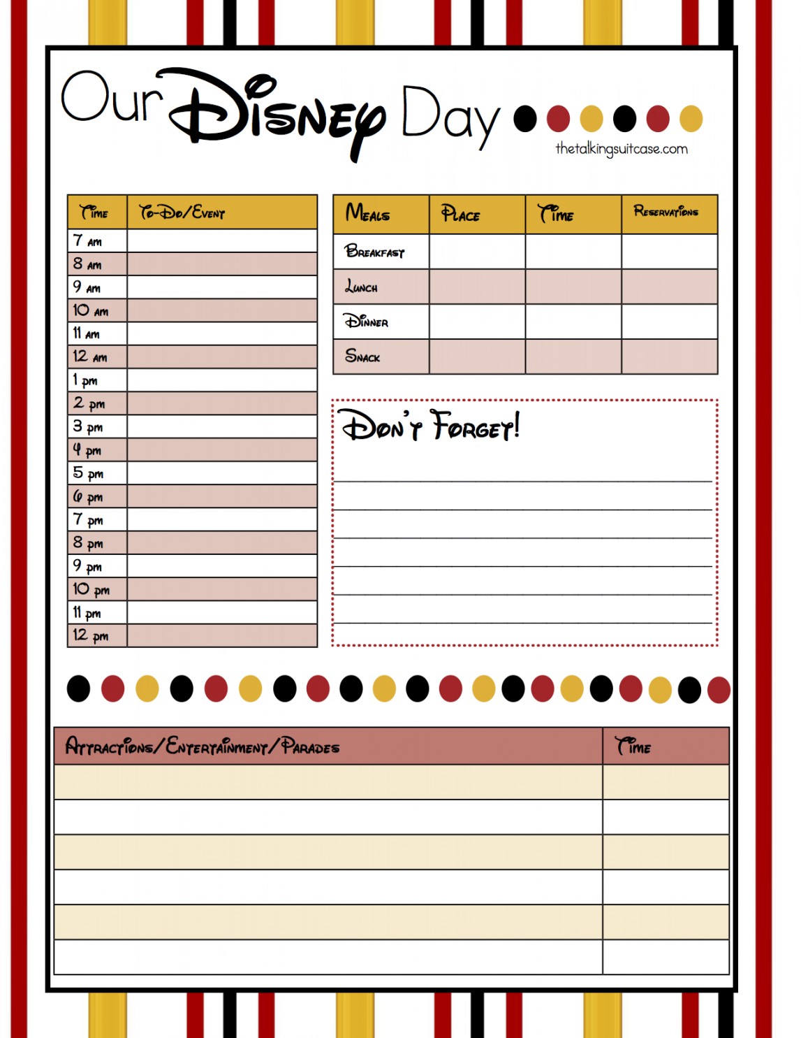 Get Ready For Your Disney Vacation - Free Printable Disney