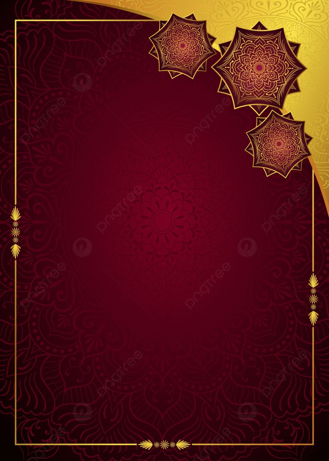 Golden Mandala Art Background With Border Pattern Wedding