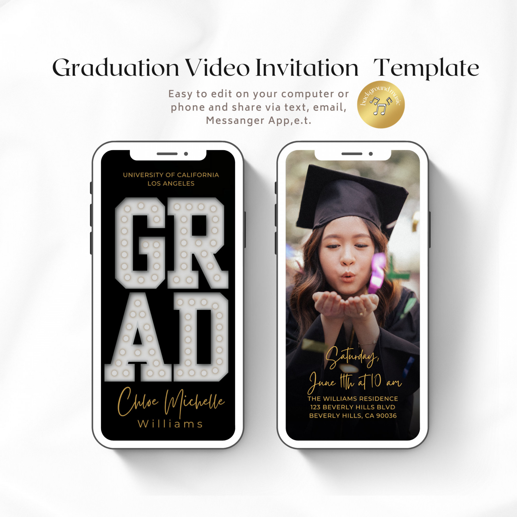 Graduation Video Invitation Animated Grad Announcement - Etsy