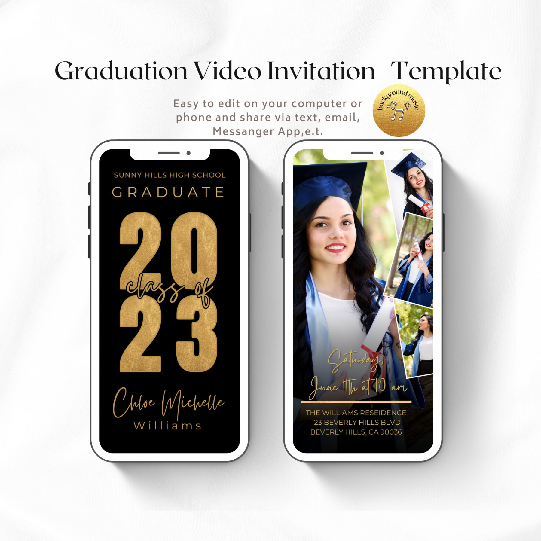 Graduation Video Invitation Minimalist Animated Grad - Etsy