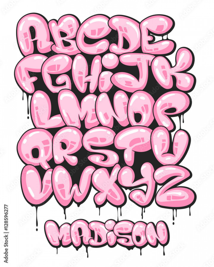 Graffiti bubble shaped alphabet set Stock-Vektorgrafik  Adobe Stock