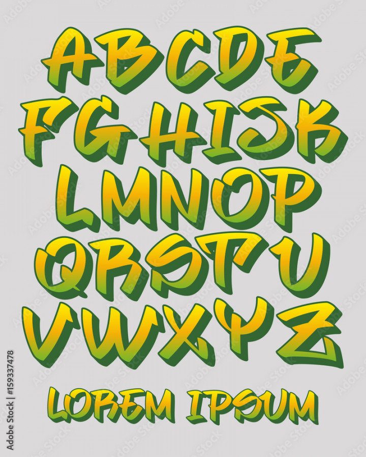 Graffiti font D - Hand written - Vector alphabet Stock