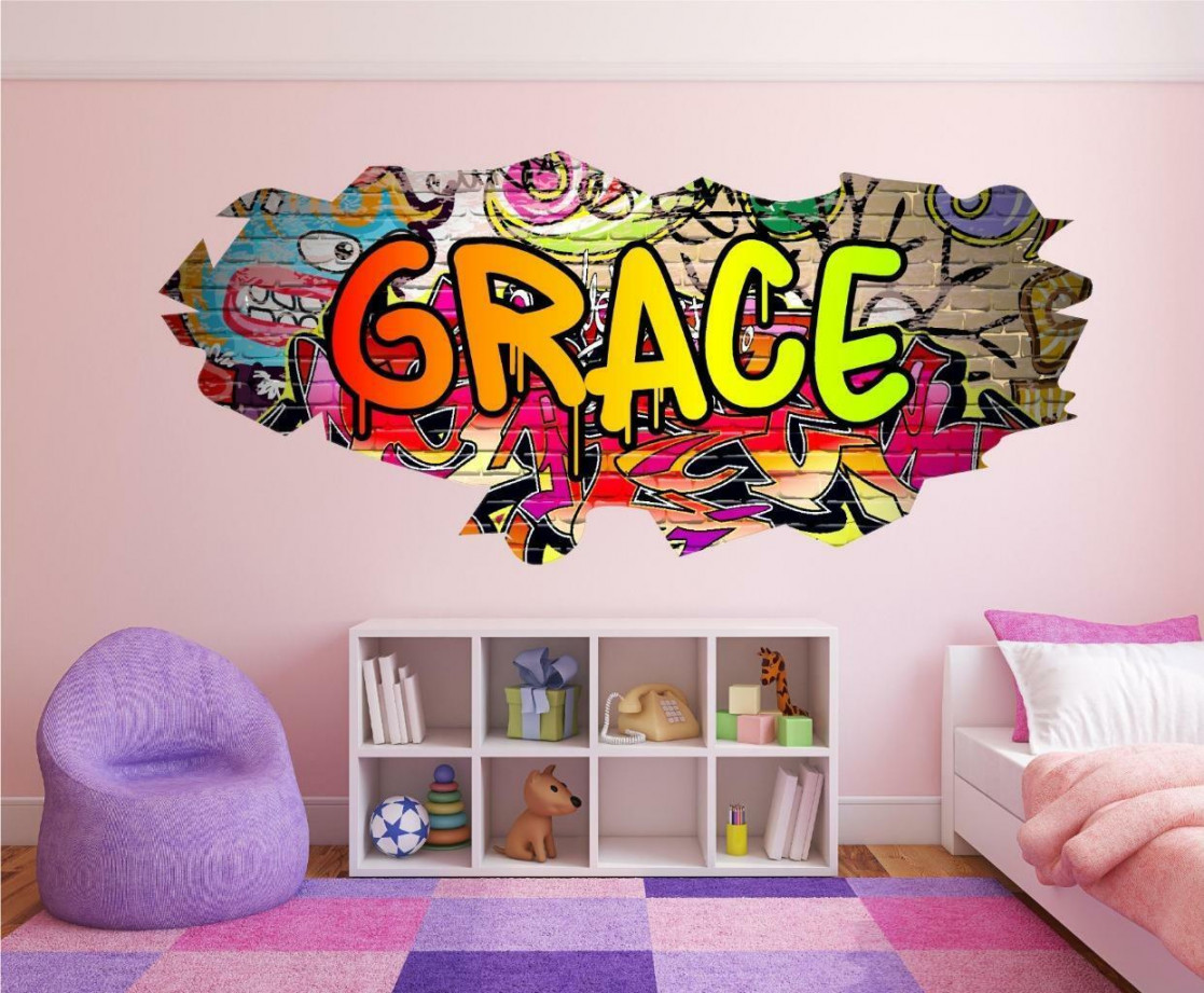 Graffiti Personalised Name Brick Wall Art Sticker Decal Transfer