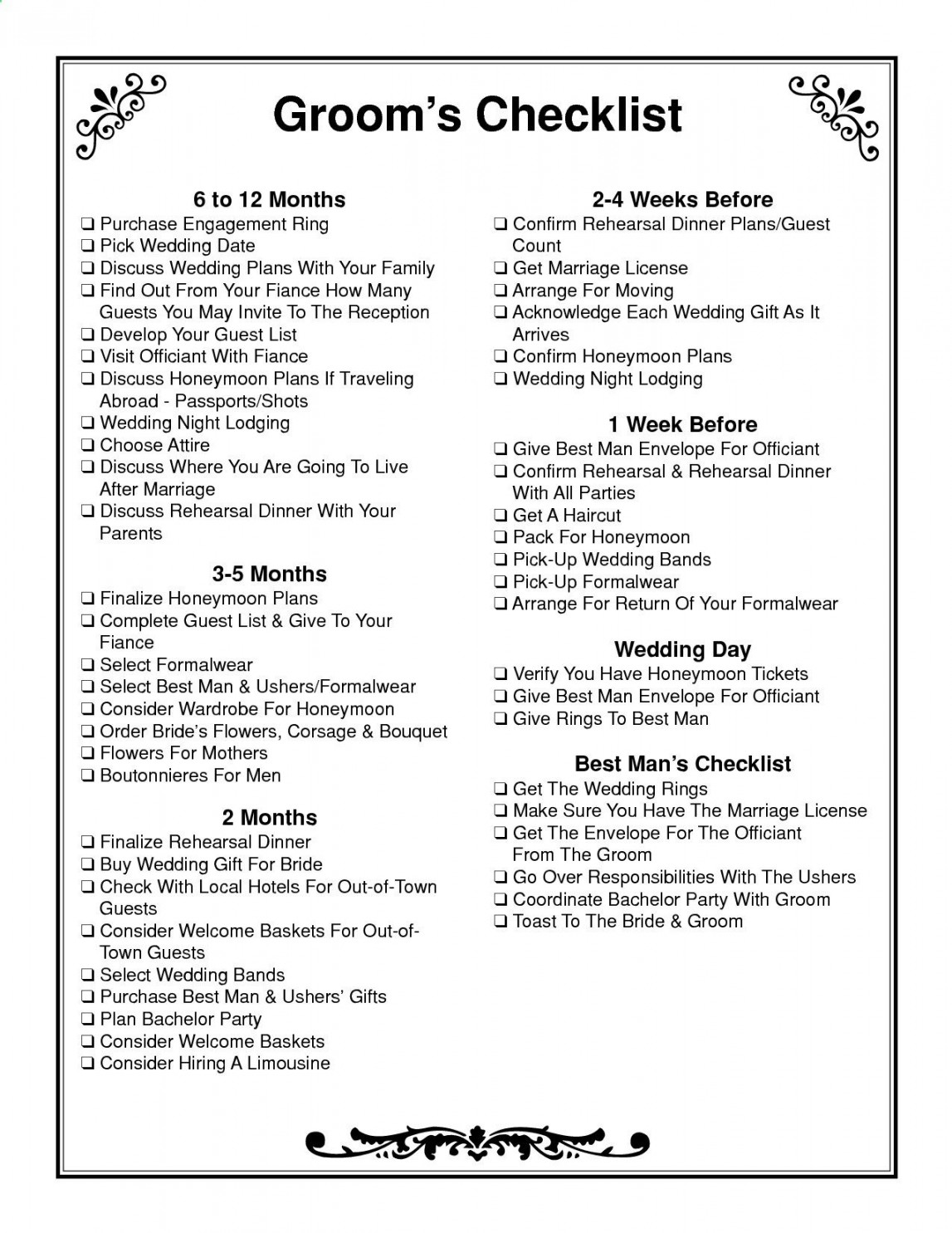 Groom checklist - Wedding checklist  Wedding checklist, Wedding