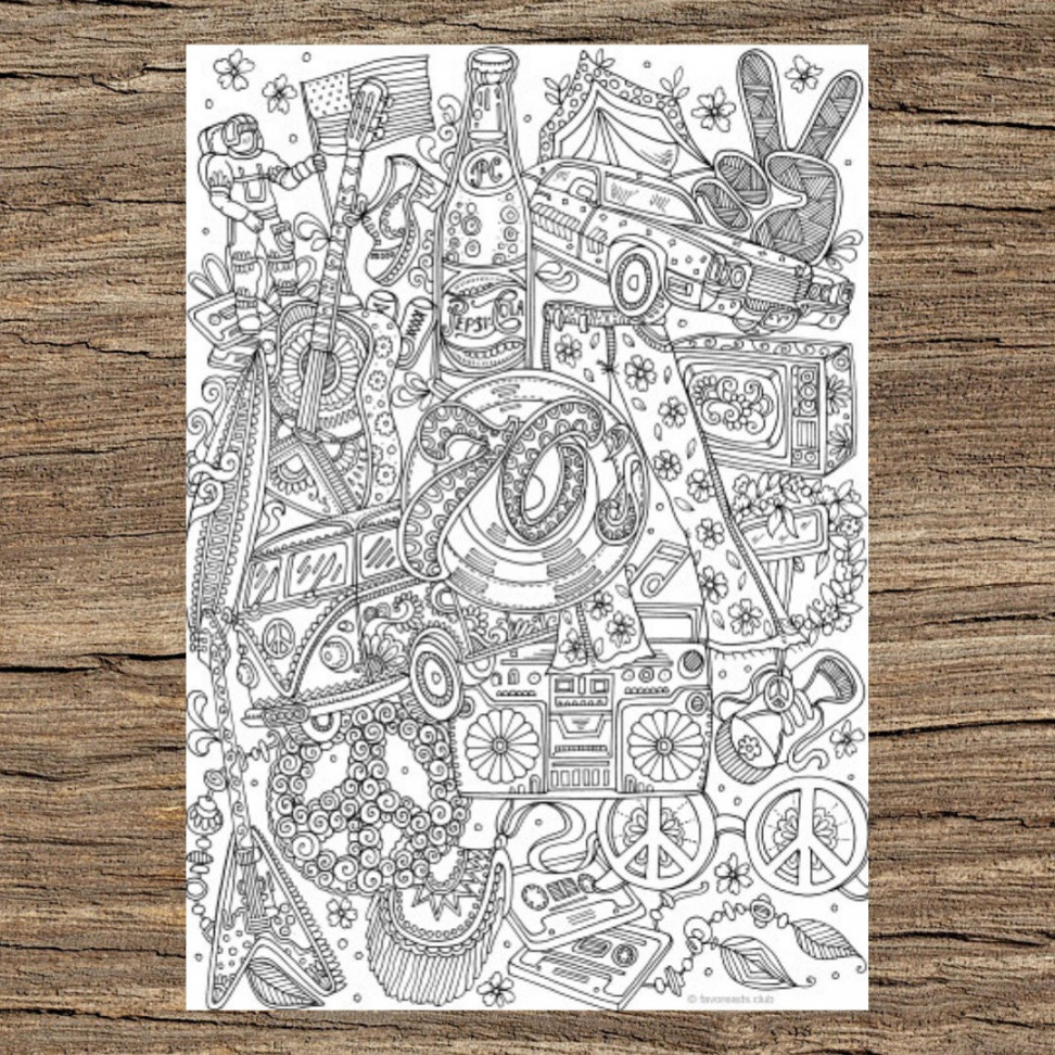 Groovy s Printable Adult Coloring Page From Favoreads - Etsy