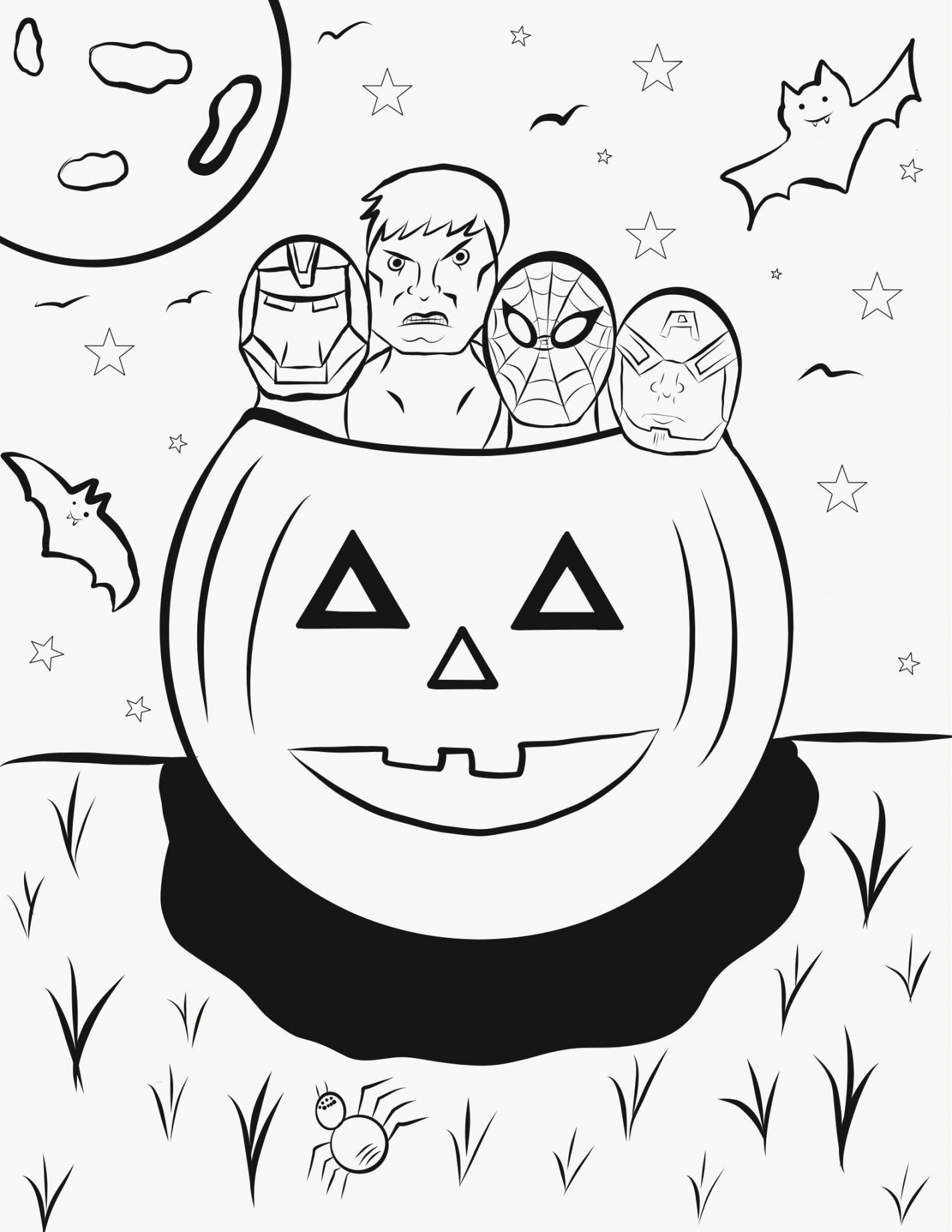 Halloween Avengers Coloring Page Printable Artwork PDF Any - Etsy