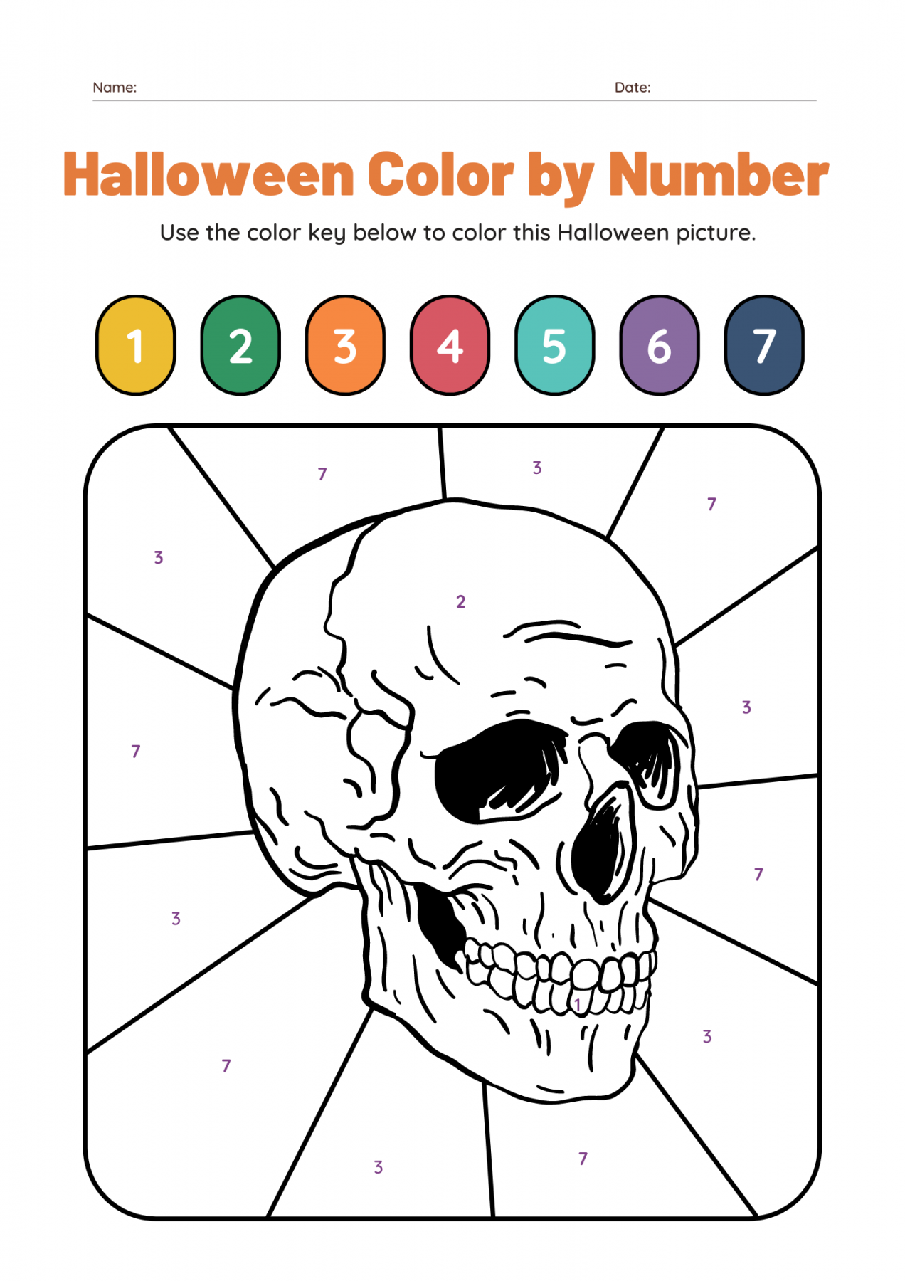 Halloween Color by Number Printable Worksheets FREE