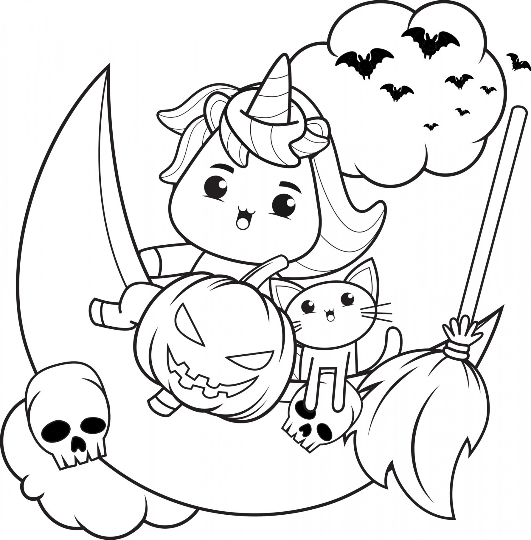 Halloween coloring book with cute unicorn  Vector Art at