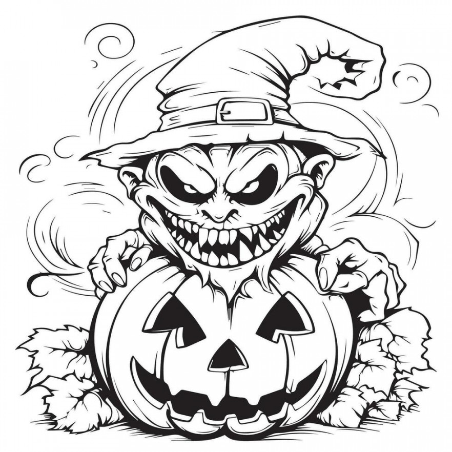 halloween coloring pages with cute witch  Vector Art at