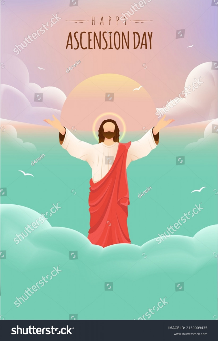 Happy Ascension Day Design Jesus Christ Stock Vector (Royalty Free