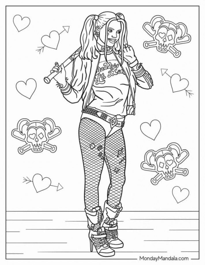 Harley Quinn Coloring Pages (Free PDF Printables)