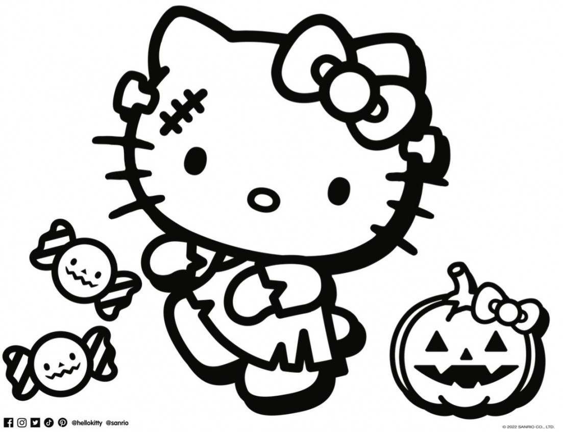 Hello Kitty and Friends Halloween Coloring Pages  Hello kitty